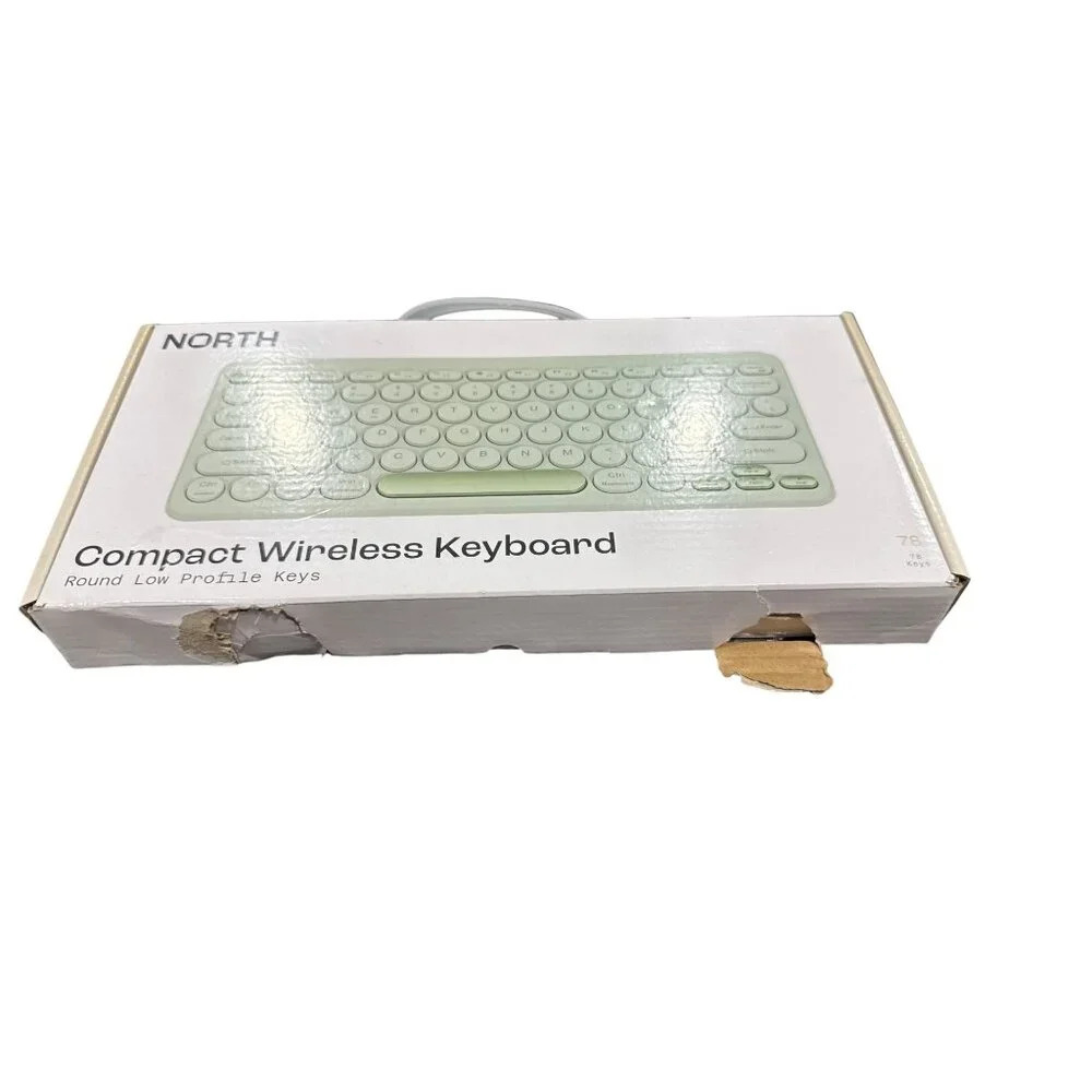 NORTH Compact Wireless Keyboard 78 Keys Mint Green Round Low Profile Keys Dual 2